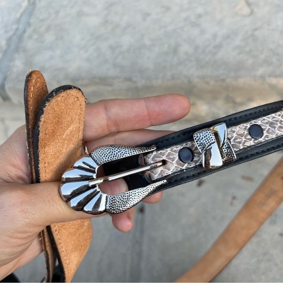 DINGO Tigersnake black leather belt with silver buckle MD163 Sz 32 - Picture 7 of 7